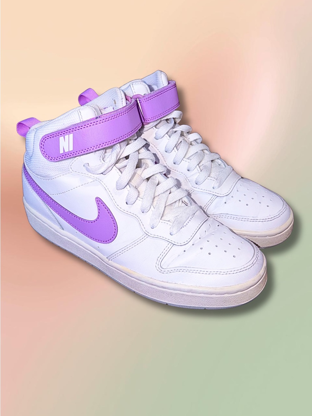 Nike Court Borough Mid 2 GS 5.5Y White Fuchsia Purple CD7782-103